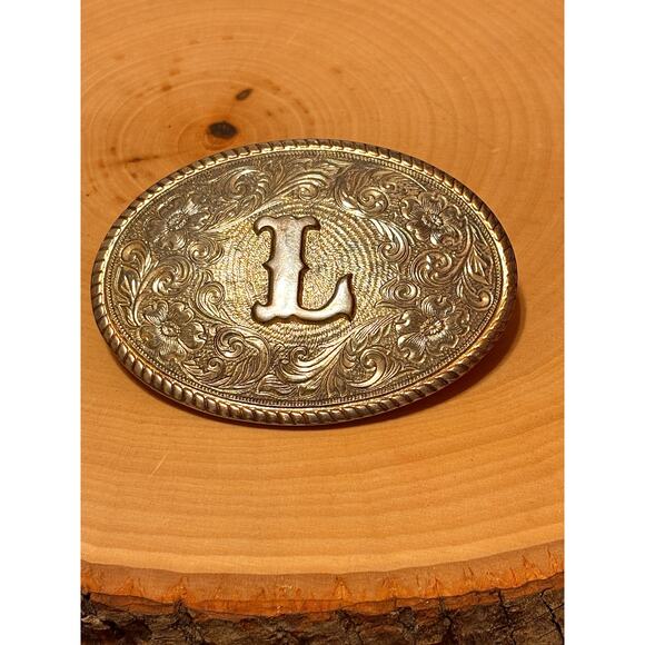 Gold & Silver Plated Heritage Collection “L” Belt Buckle Western Cowboy Unisex - Picture 1 of 6